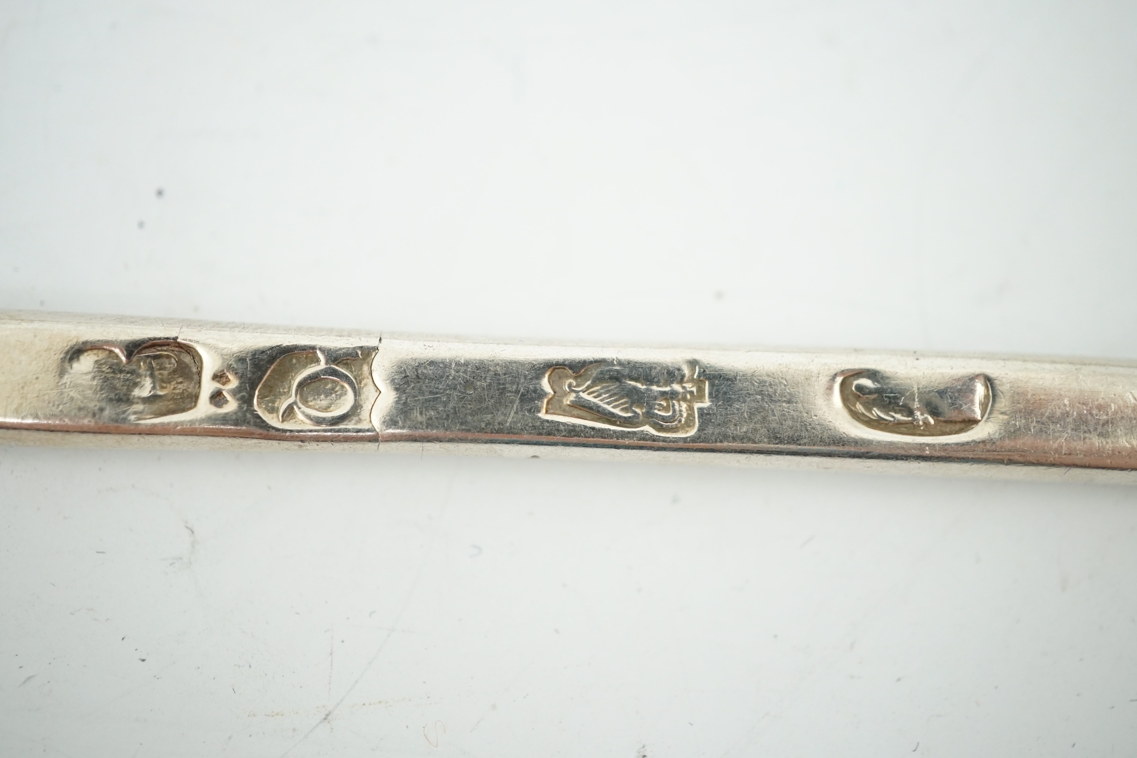 Four cased 18th century silver spoons
